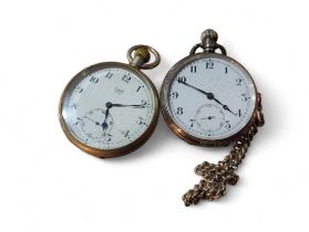 A silver cased open face pocket watch with subsidi