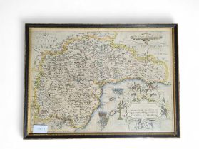 A map - Somersettensis, Saxton & Kipp, hand colour