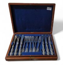 A set of associated silver plated fish knives and