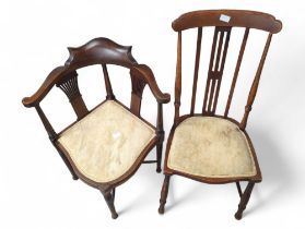 A line inlaid corner chair together with a high sl