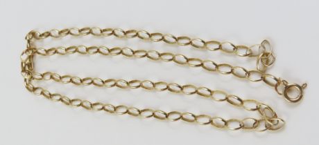 A 9ct gold oval belcher link chain, approximately