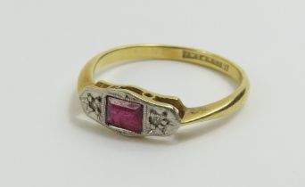 An early 20th century ruby and diamond dress ring,