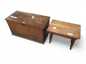 An oak mule chest with drawer to base and decorati