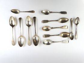 A set of five silver tea spoons, Georgian silver t