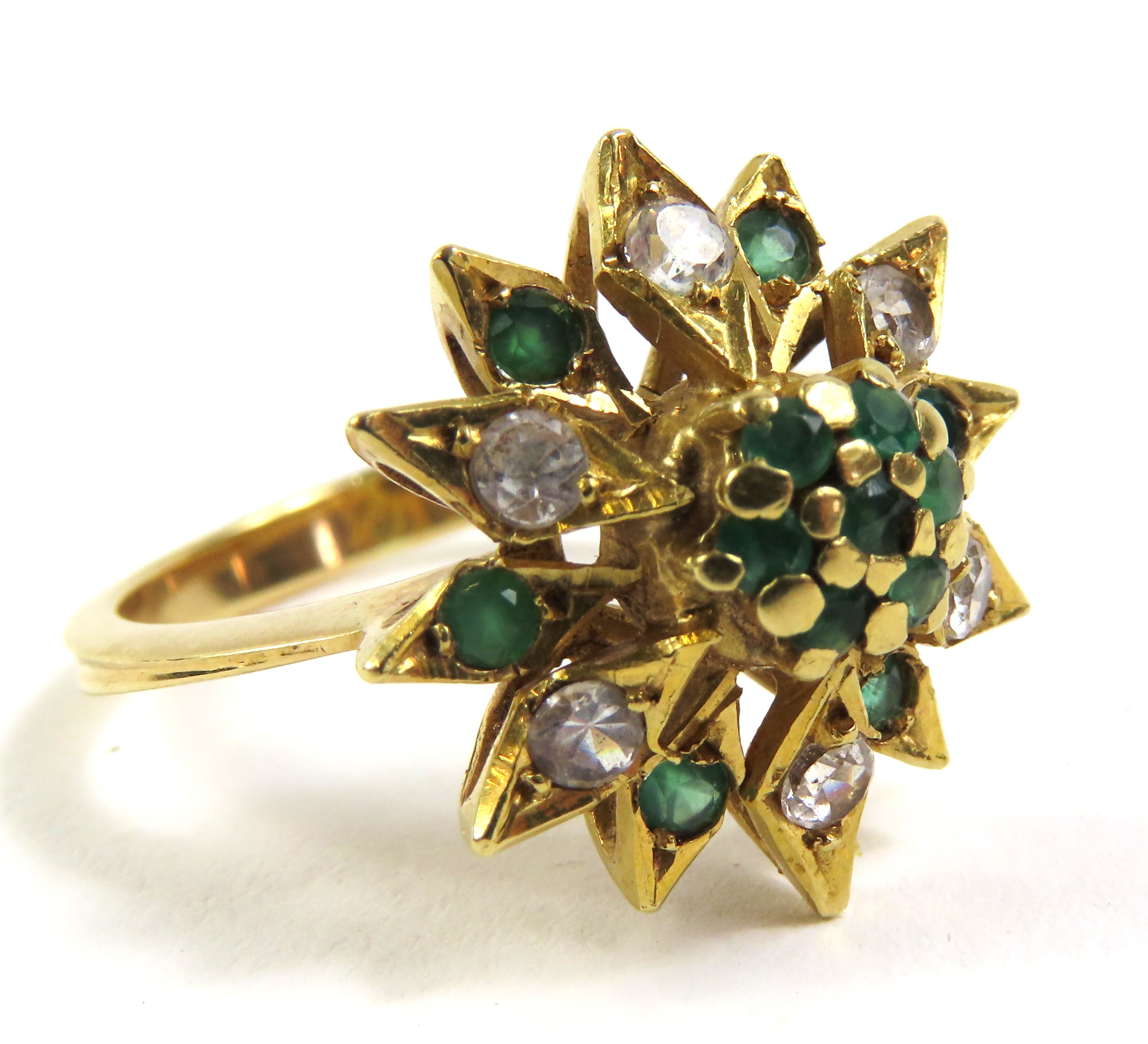 An unmarked emerald and diamond dress ring, finger - Image 4 of 4