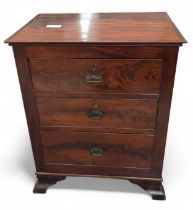 A mahogany chest of three drawers 80cms high 66cms