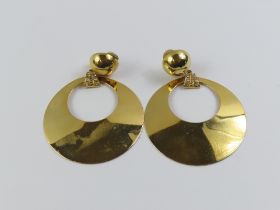 A pair of vintage gold plated clip on earrings, th