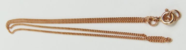 A 9ct rose gold curb link chain, 41cm long, 1.8g g