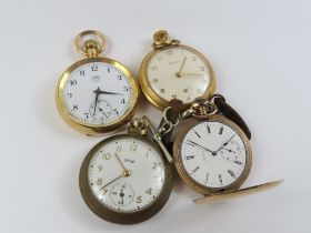 An Elgin full hunter gold plated pocket watch, an