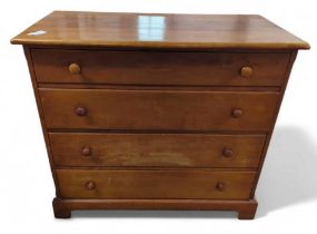 A stained wood chest of four long drawers 90cms hi