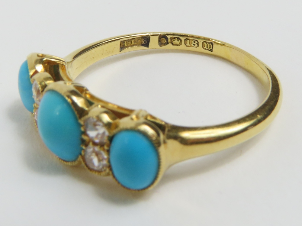 An early 20th century 18ct gold turquoise and old - Image 3 of 5