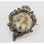 A French 19th century portrait brooch, the lady in