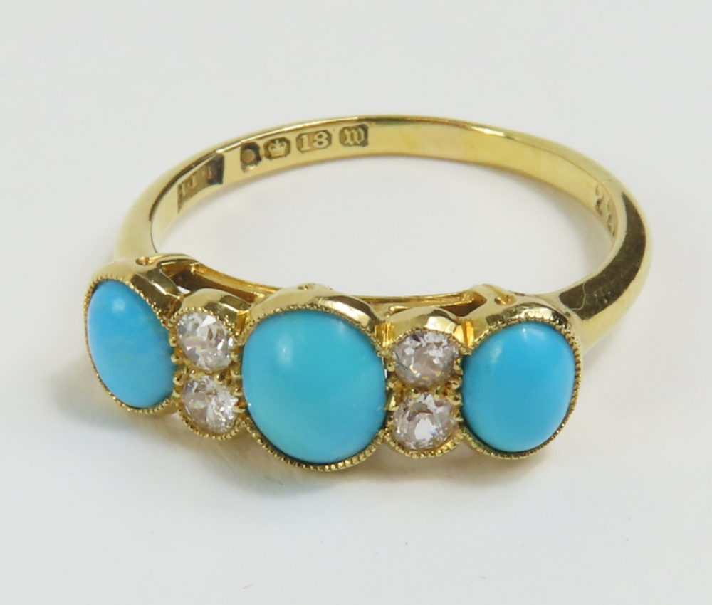 An early 20th century 18ct gold turquoise and old - Image 5 of 5