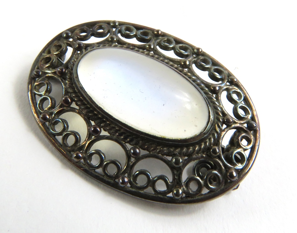 Tiffany & Co - an early 20th century moonstone set brooch