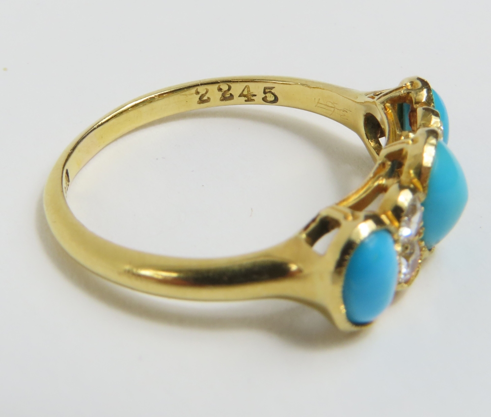 An early 20th century 18ct gold turquoise and old - Image 4 of 5