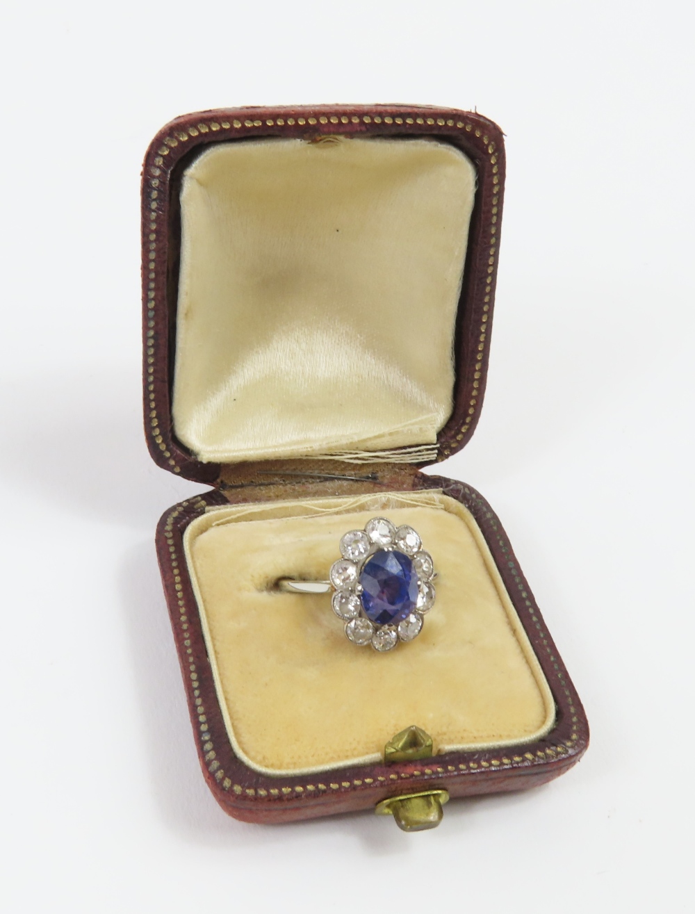 An early 20th century violet colour change sapphire and diamond cl - Image 9 of 17