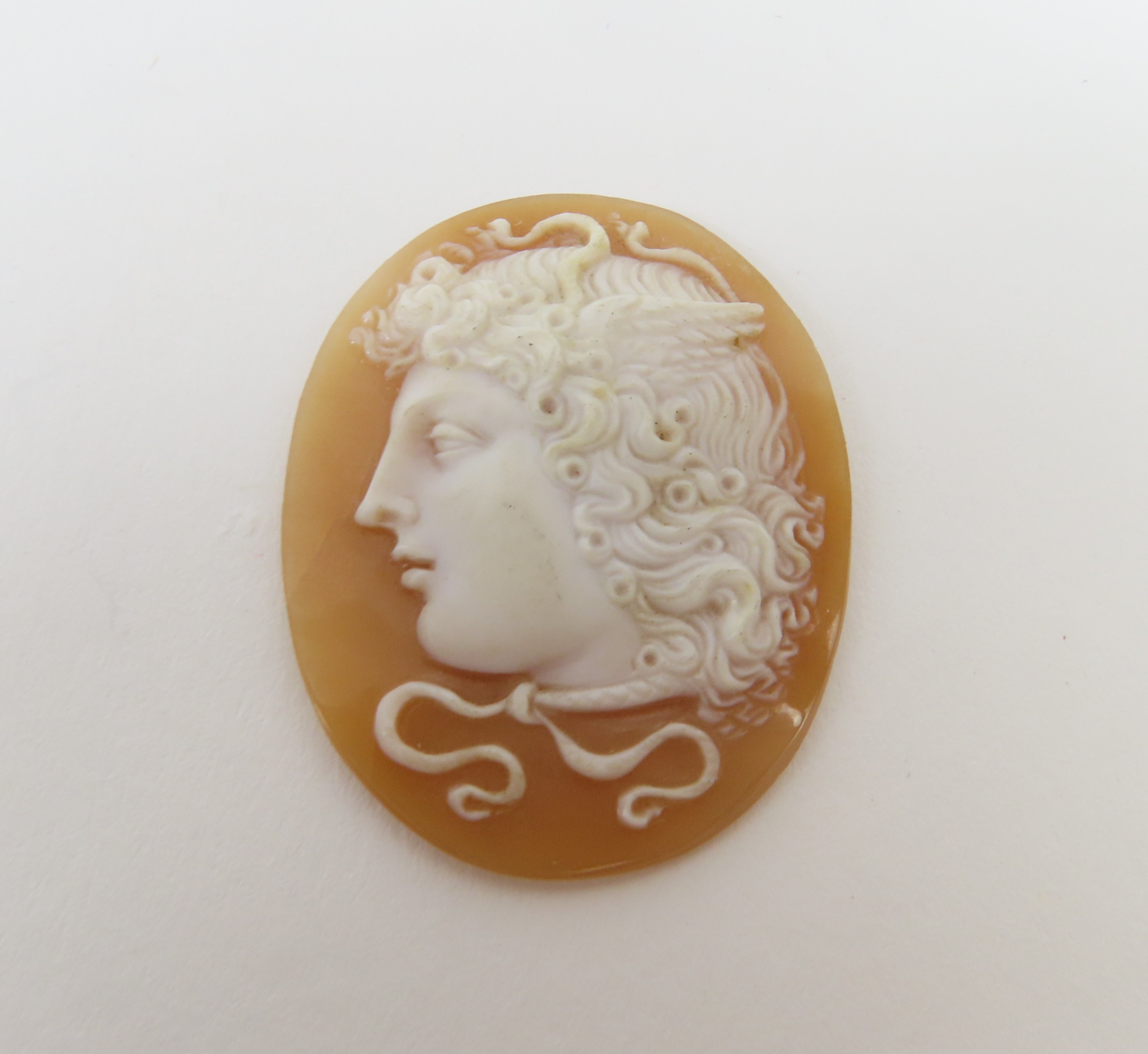 A loose orange shell cameo of Hermes, 3.8cm x 3cm; - Image 6 of 8