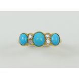 An early 20th century 18ct gold turquoise and old