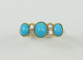 An early 20th century 18ct gold turquoise and old