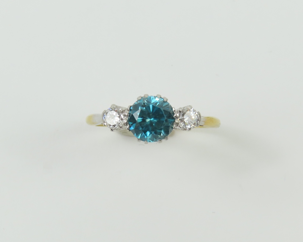 An early to mid-20th century blue zircon and diamo