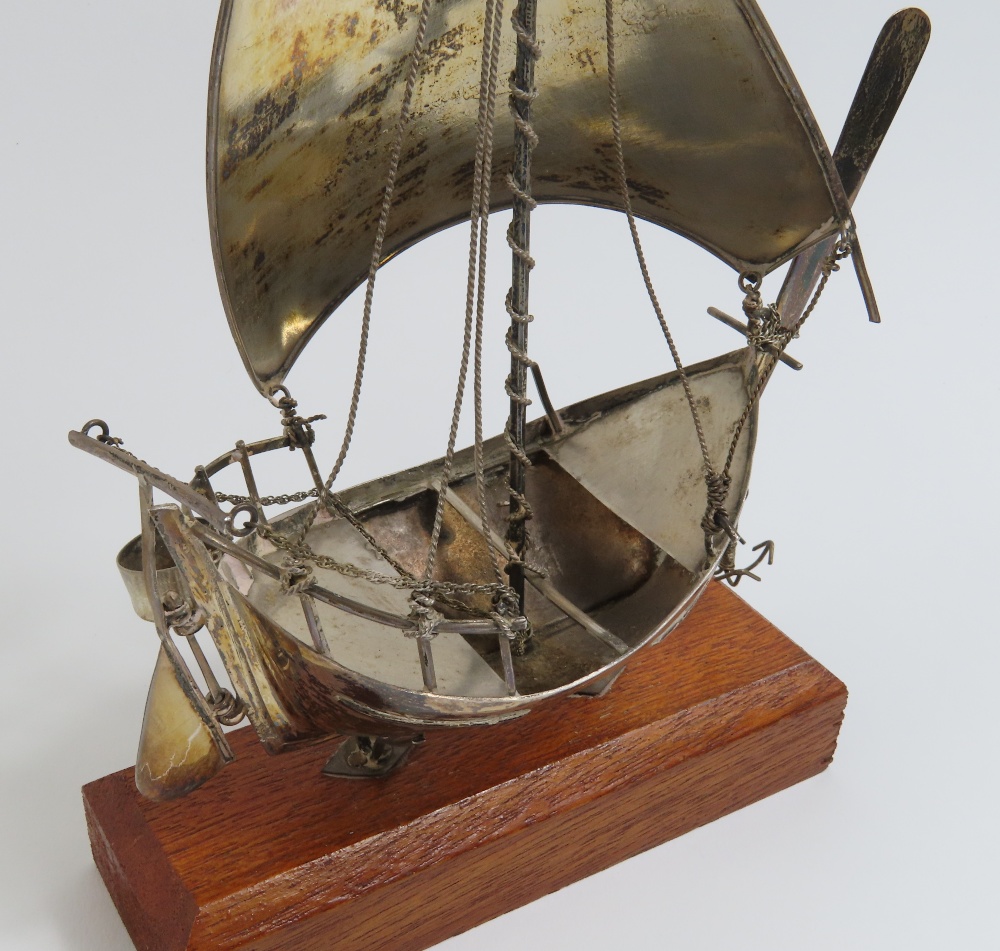 A silver model of a junk, 20cm high, 10oz and two - Image 3 of 12