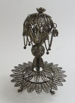 An Eastern filigree white metal pot-pourri, probab