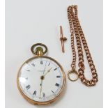 A 9ct rose gold cased open faced pocket watch, Joh