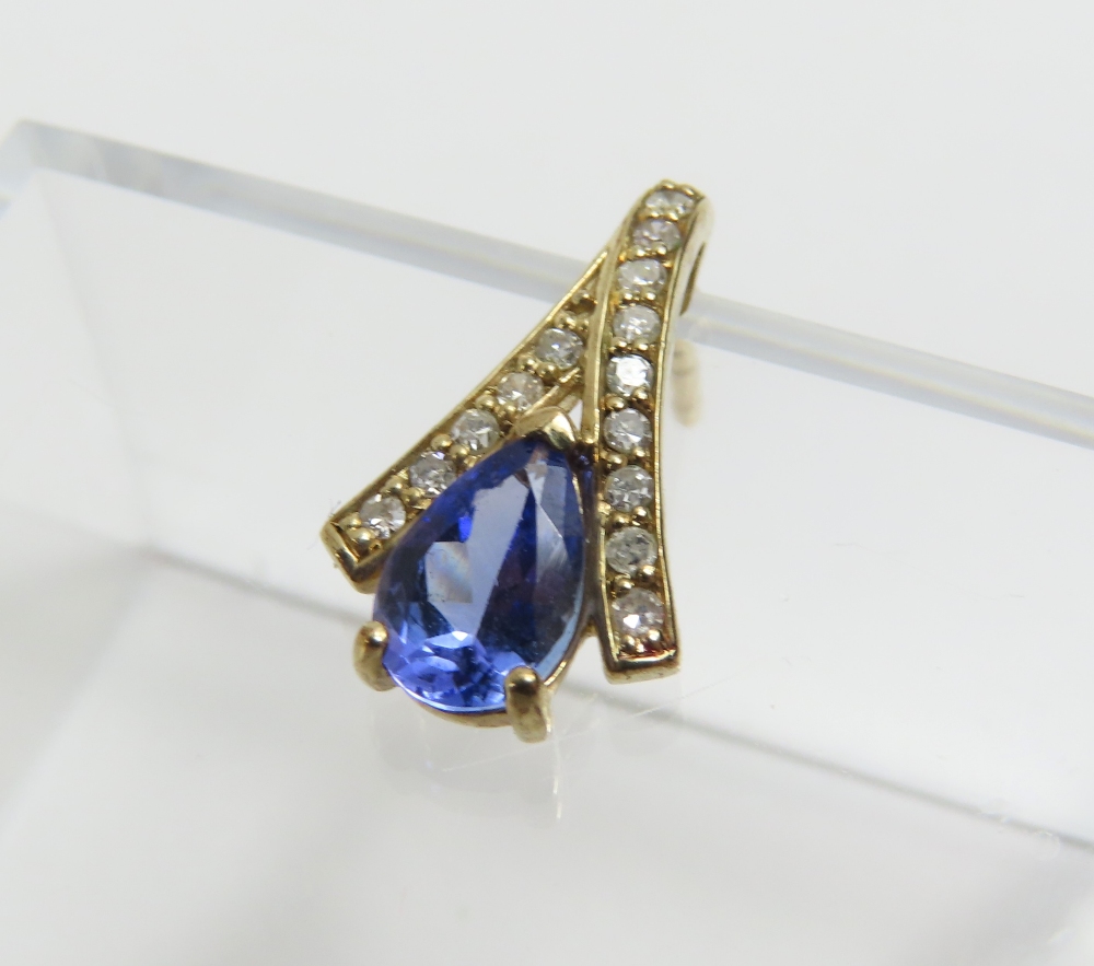 A pair of 9ct gold tanzanite and diamond stud earr - Image 4 of 4