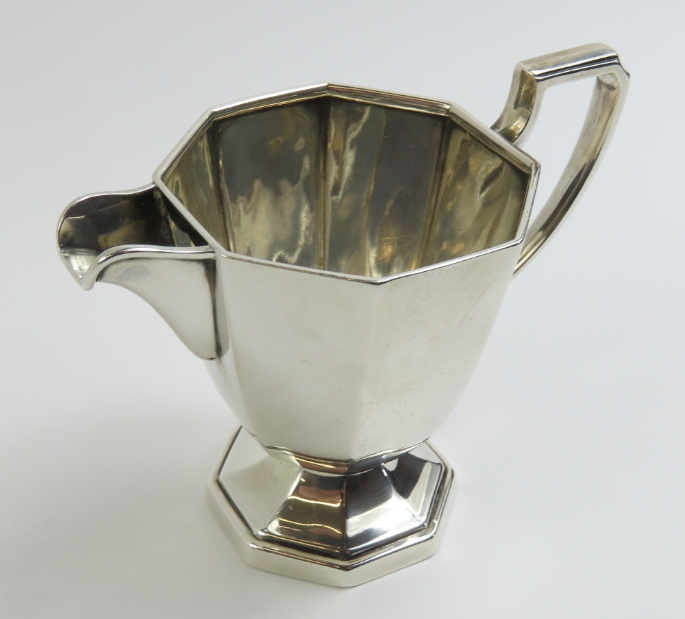 A three piece silver tea set, PFM, Sheffield, 1912 - Image 3 of 10