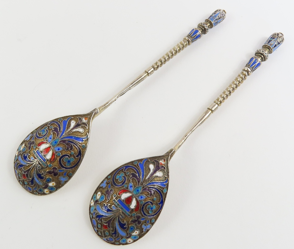 Two Russian silver spoons, marked “A.P 1888” and m - Image 4 of 6