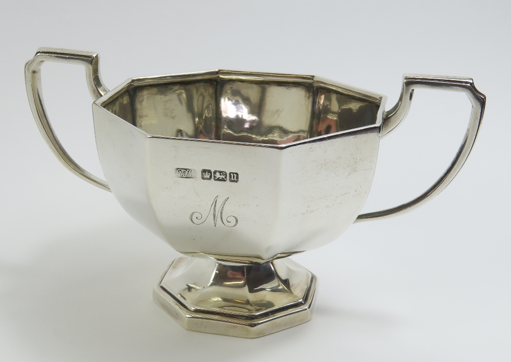 A three piece silver tea set, PFM, Sheffield, 1912 - Image 4 of 10