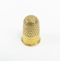 A Victorian gold thimble, with cut in triangular p