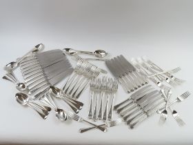 A box of sleeved flatware and knives, comprising t