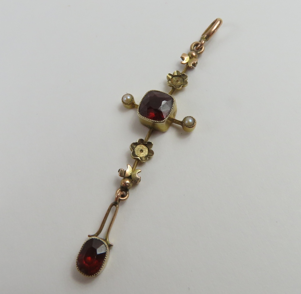 An Edwardian garnet and seed pearl pendant, the ba - Image 14 of 16