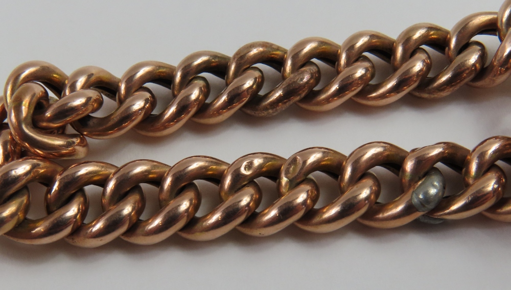 A rose gold hollow curb link bracelet with a 9ct r - Image 6 of 6