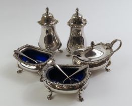 A five piece silver cruet set, by Barker Ellis Sil