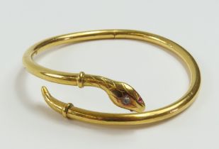 A 20th century snake bangle, with a lightly patter