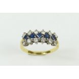 A sapphire and diamond dress ring, the square shap