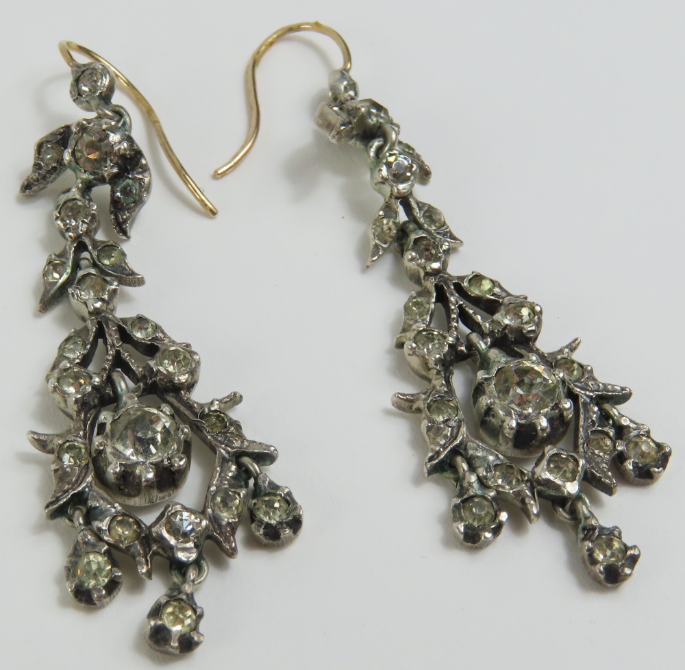 A pair of French paste chandelier drop earrings, p