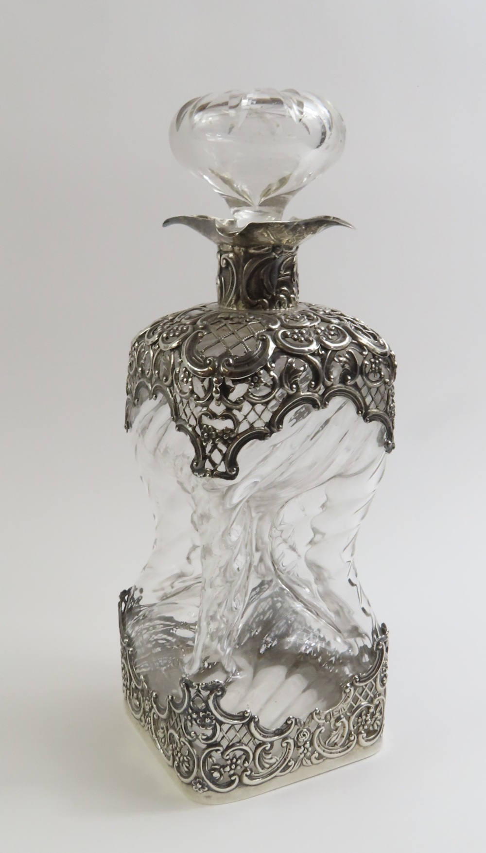 A Victorian silver cased glass decanter, by Willia