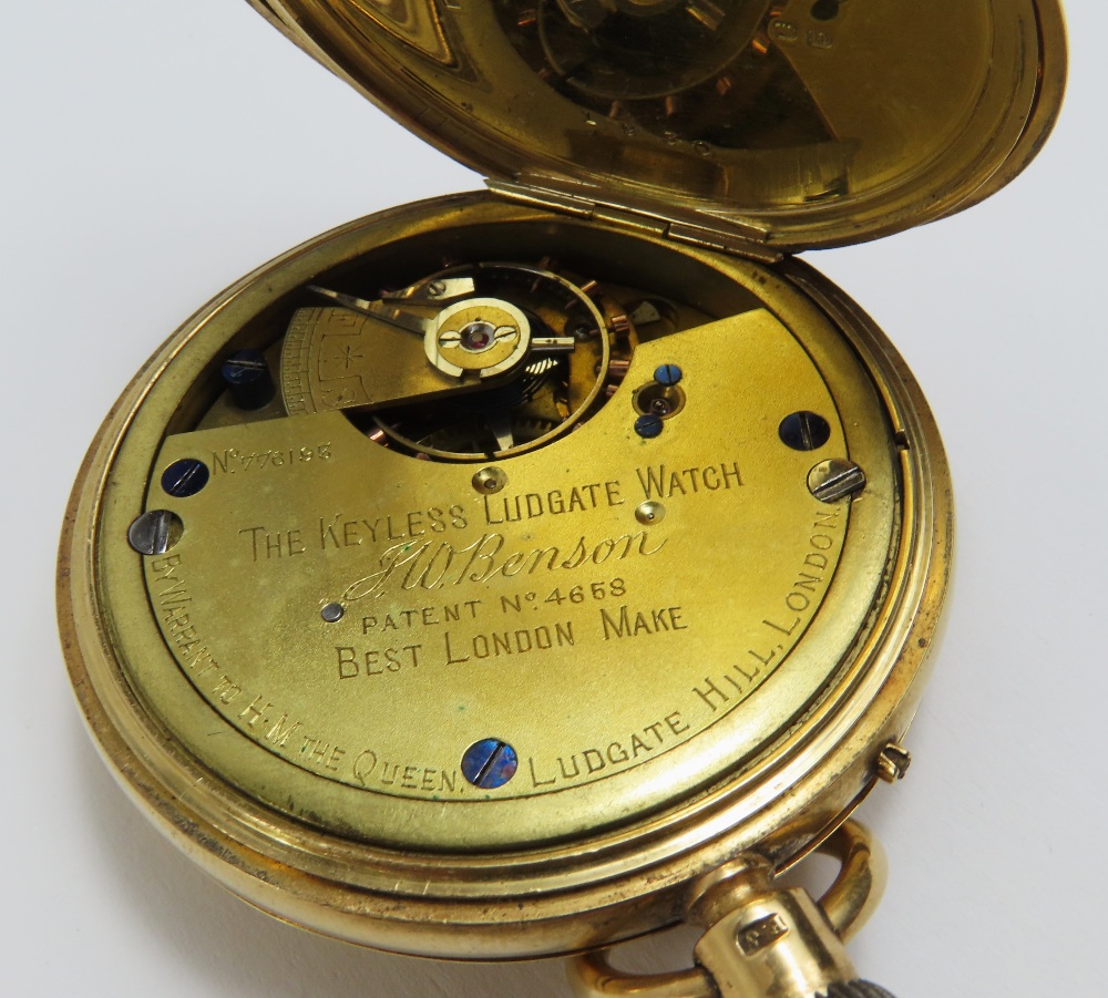 An 18ct gold J W Benson London full hunter pocket w - Image 5 of 6