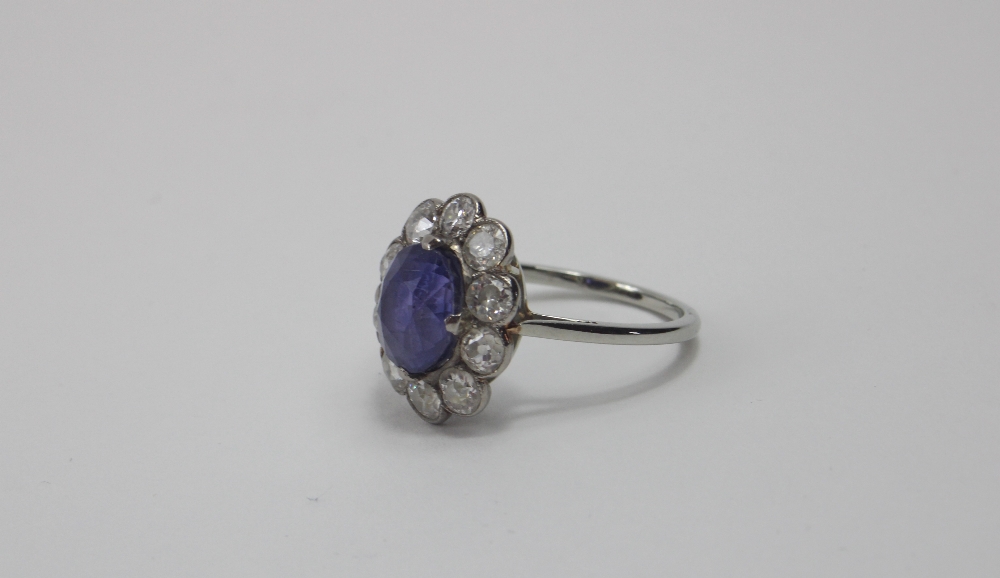 An early 20th century violet colour change sapphire and diamond cl - Image 17 of 17