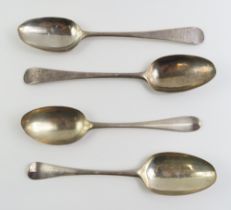 Three silver serving spoons, two of the same maker