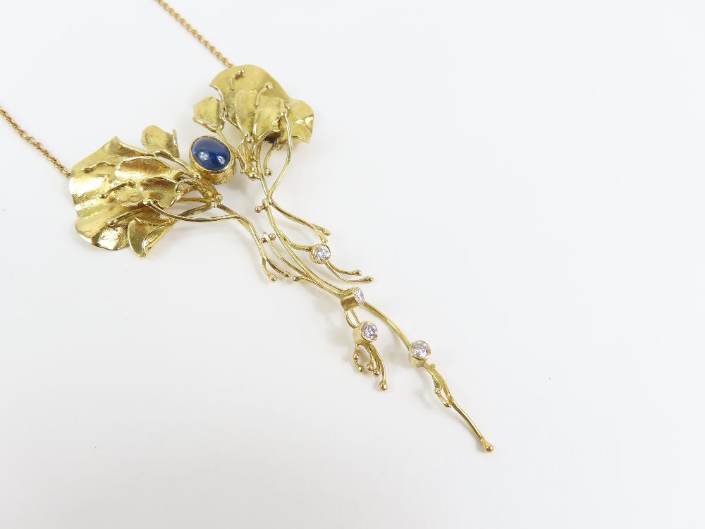 An 18ct gold sapphire and diamond necklace in the - Image 3 of 5