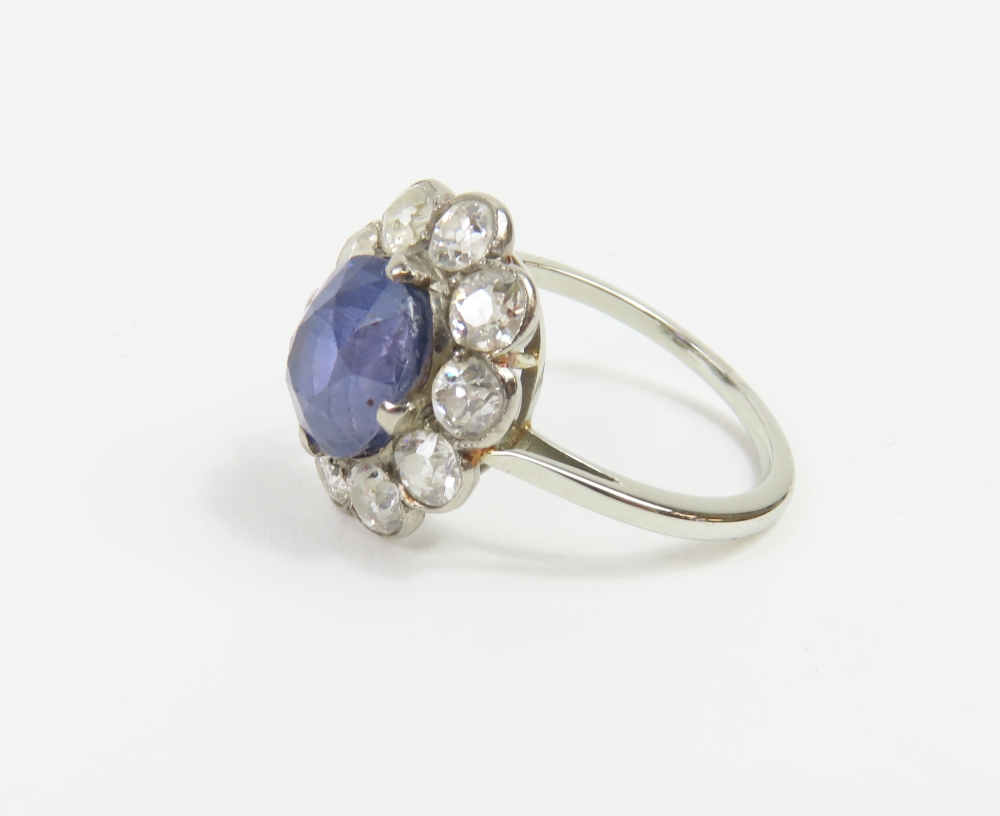An early 20th century violet colour change sapphire and diamond cl - Image 5 of 17
