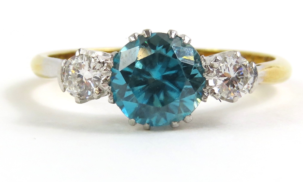 An early to mid-20th century blue zircon and diamo - Image 6 of 11