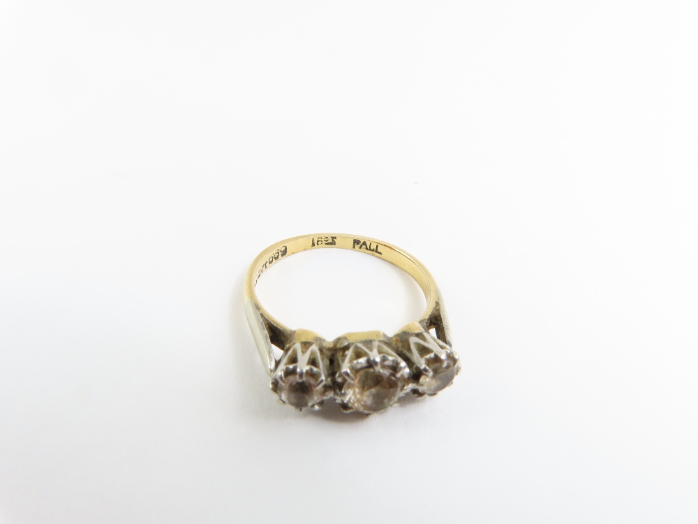 A three stone old cut diamond ring, marked '18ct', - Image 6 of 6