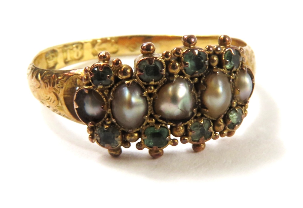 A late Georgian or Victorian split pearl and green - Image 5 of 6