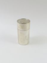 A Swedish silver tube with lid and wood interior,