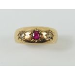 A Victorian gypsy ring, star set with a ruby and t